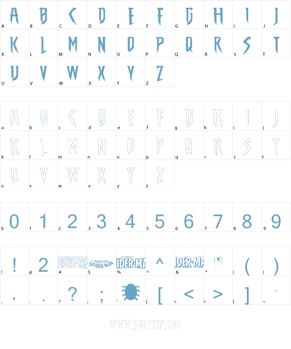 THE AMAZING SPIDER-MAN Font Character
